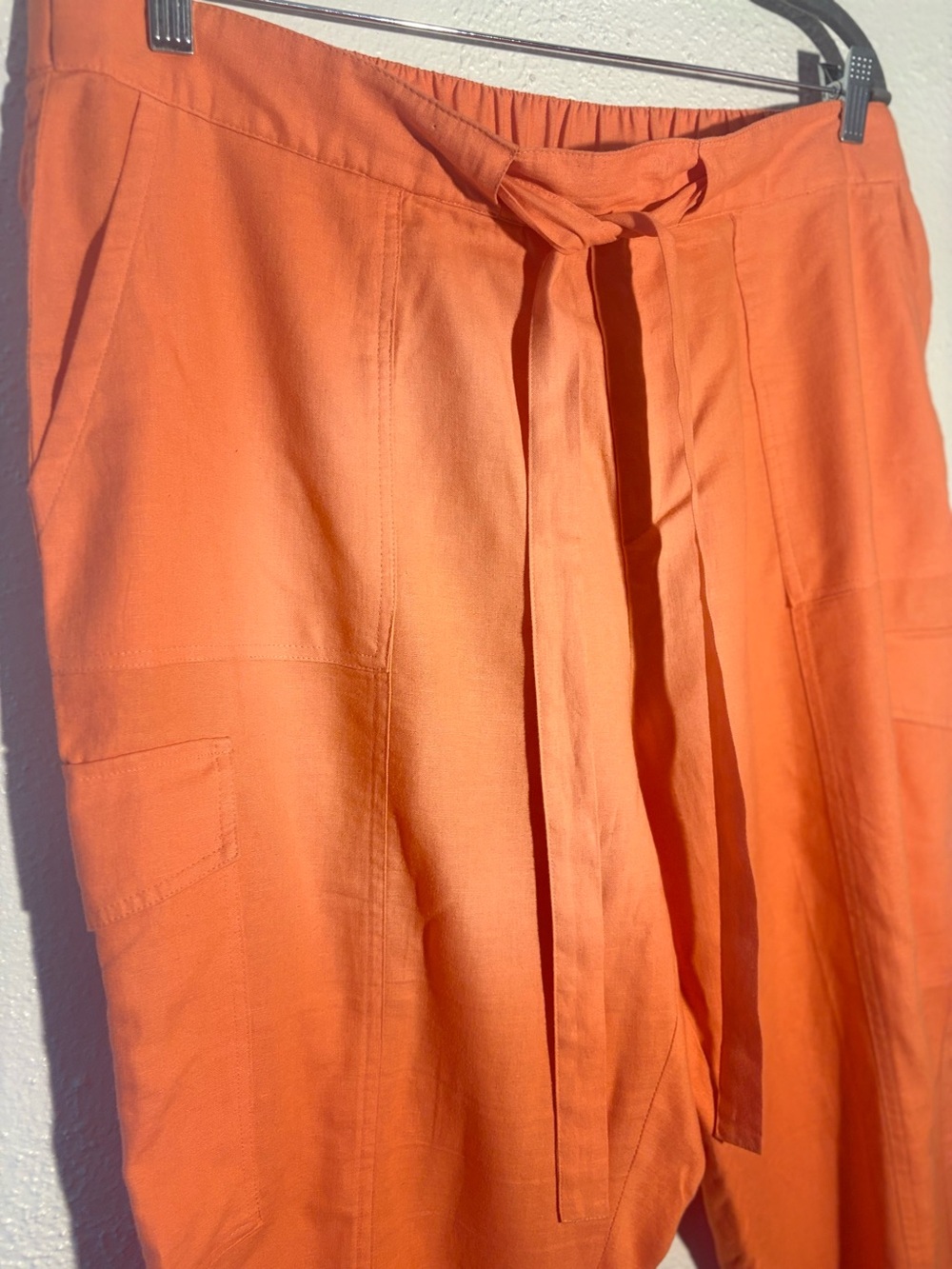 New York & Company Cargo Jogger Pants Linen Blend Women's Size XL Orange - Picture 4 of 7